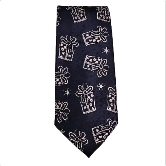Men’s Christmas Gift Box Pattern Necktie Holiday Novelty Tie - Picture 3 of 4